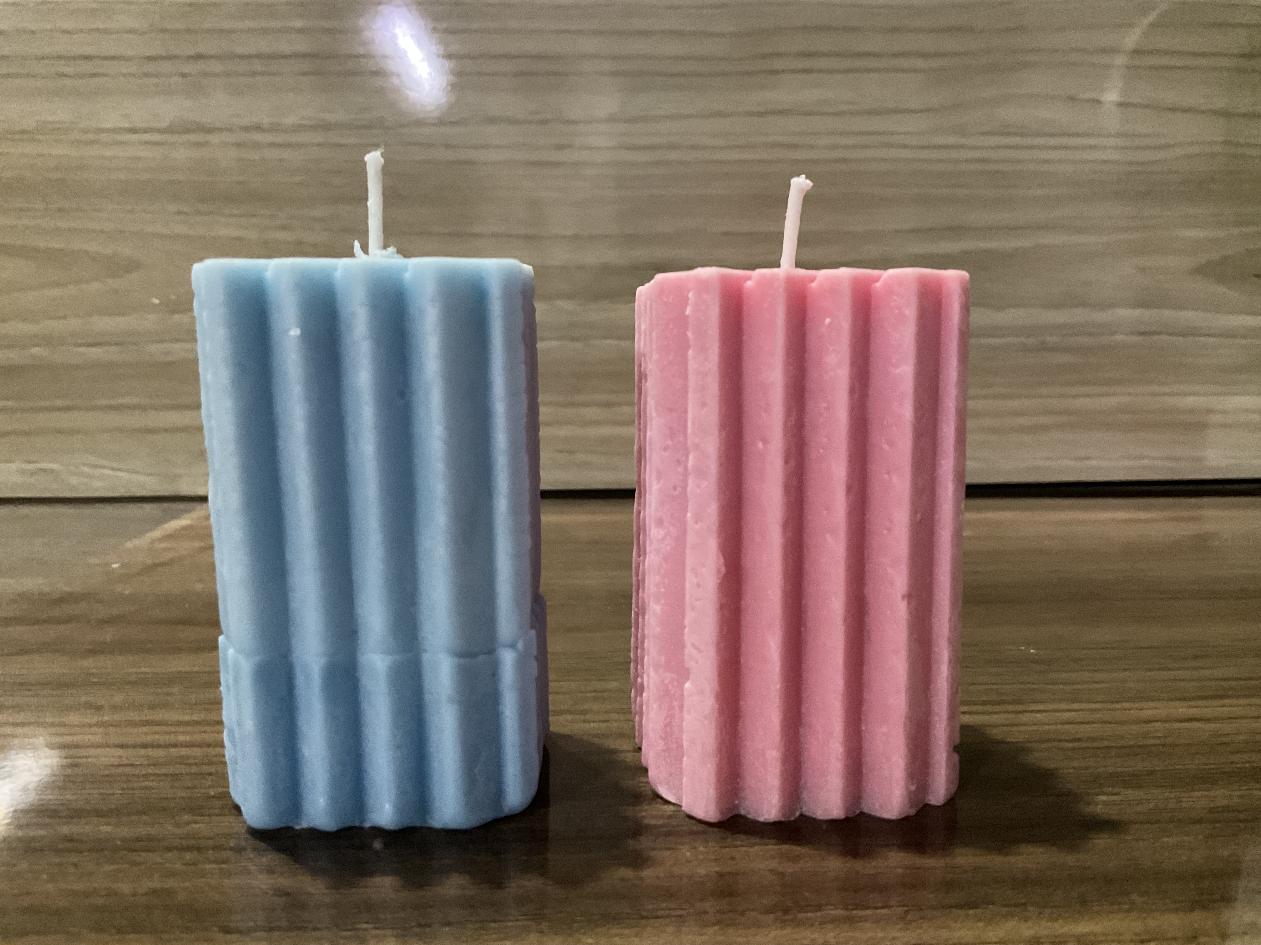 RIBBED SQUARE CANDLE -Pack of 2